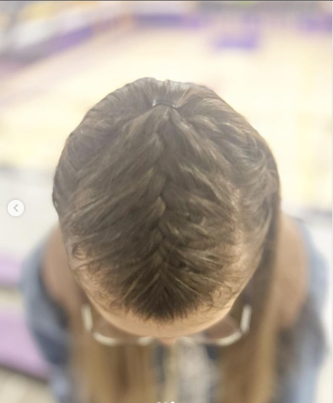 Female with Half Up Half Down French Braids
