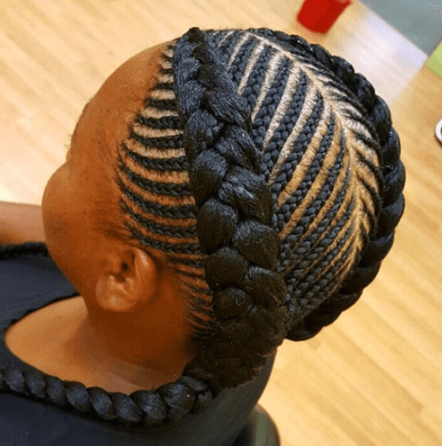 Little boy Two Feed-in Braids With Small Braids