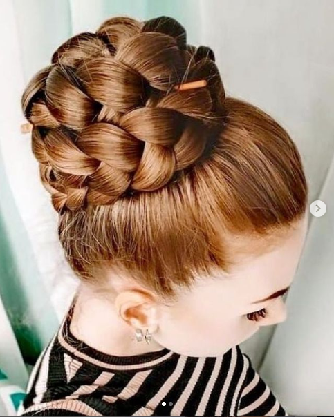 Female with braided updo hairstyle