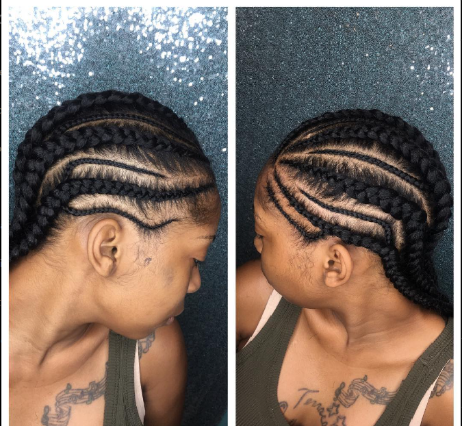 Braids styles shown from left and right view