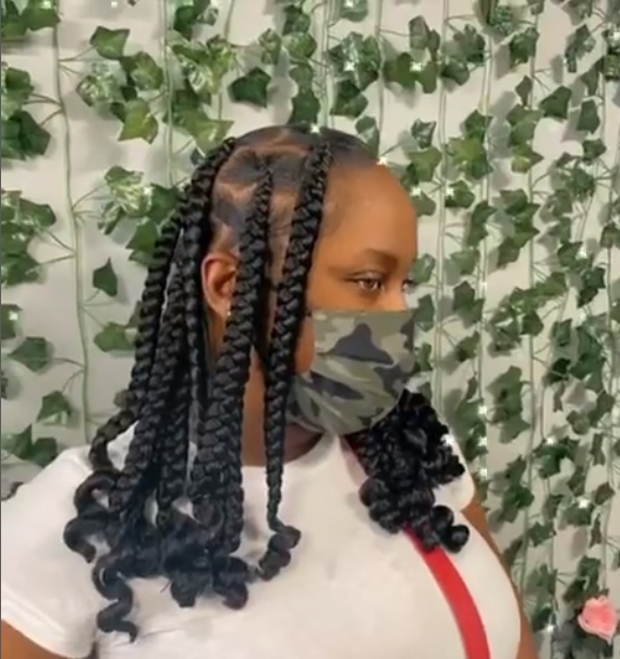 Female with Bob Braids With Curly Ends