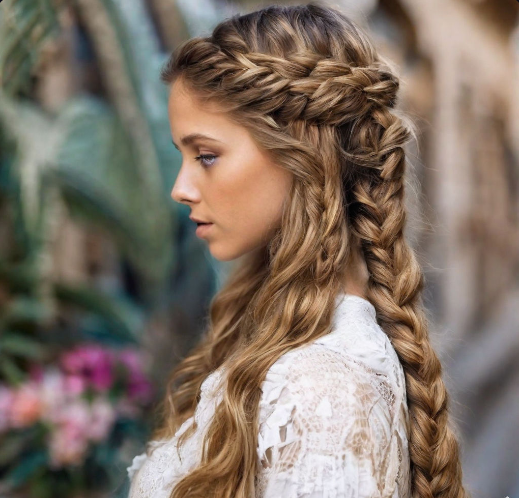 Girl with Viking Braids For Long Hair