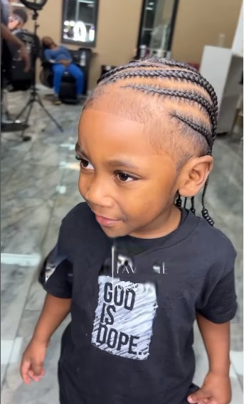 Little Boy with Braids With Fade