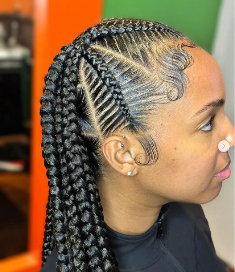 Female with Half Up Half Down Braids For Short Hair