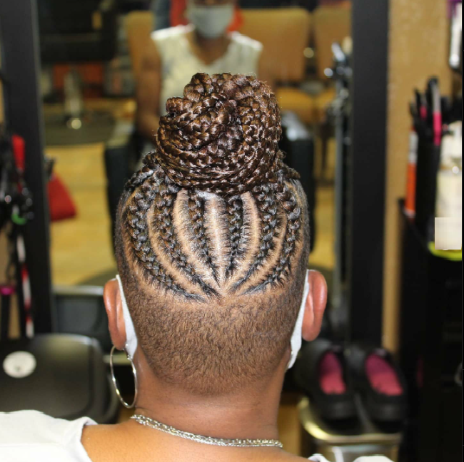 Braids hairstyle shown from back