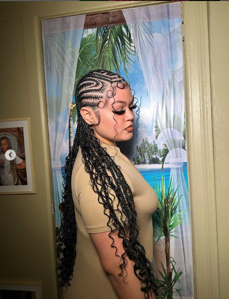Female with Loose Box Braids With Curls