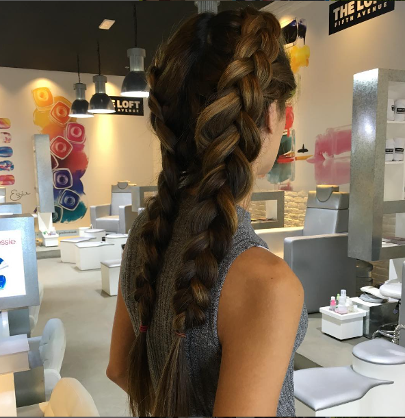 Female with Messy Loose Dutch Braids