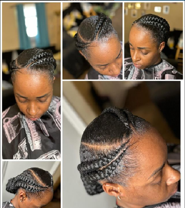 A women showing her braids front different angles