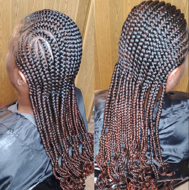 A girl showing her braids from back
