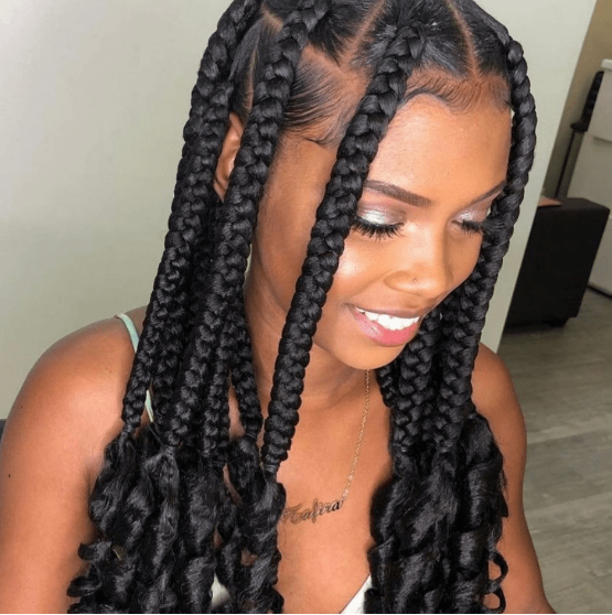 Female with Big Braids With Curly Ends