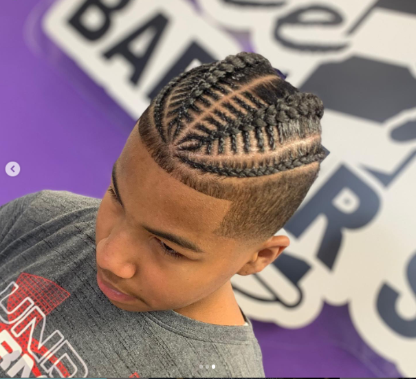 Boy with Fishbone Braids With Fade