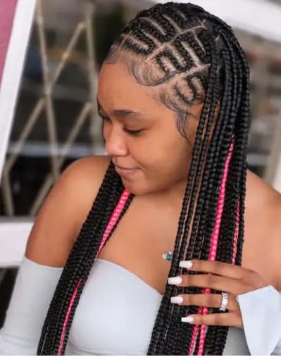 Girl with scalp-braid-with-weave
