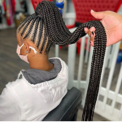 Female with Scalp Braids Ponytail
