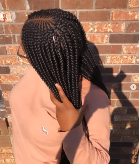 Female with Feed In Scalp Braids