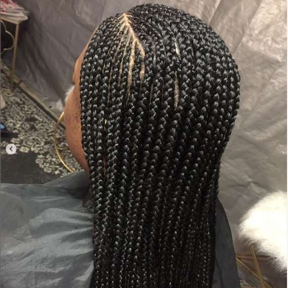 Female with Layered Scalp Braids