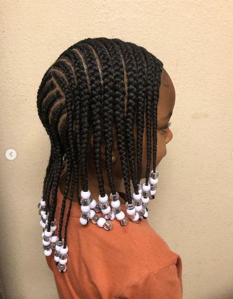 Little girl with Scalp Braids With Bead